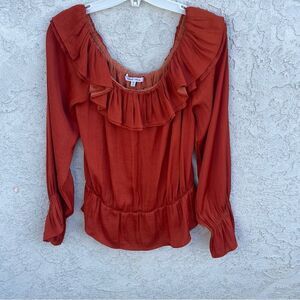 Naked Zebra Whimsigoth Peasant Top SZ Med - Deep Orange Forest Witch Dark Fairy